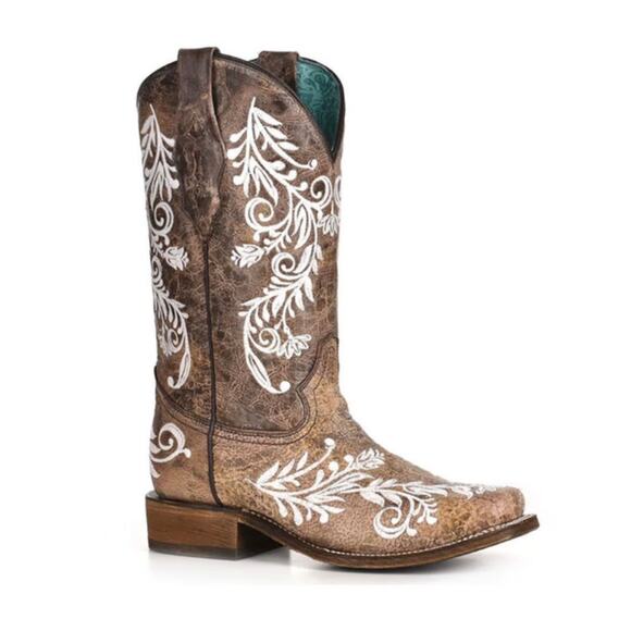Corral Womens Distressed Filigree Embroidery Western Boots Size 9 NWT Square Toe - Picture 1 of 15